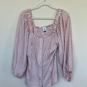 Peasant style blouse, button down, smocking,-never worn